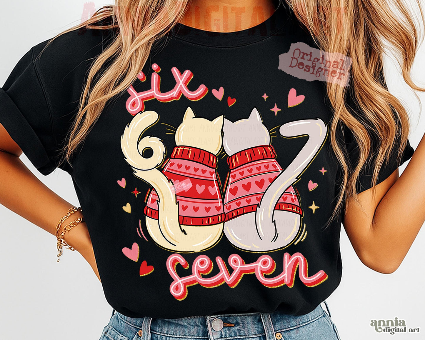 Cats Valentine 6 7 PNG, 67 Six Seven Valentines Png Trendy Funny Shirt Design
